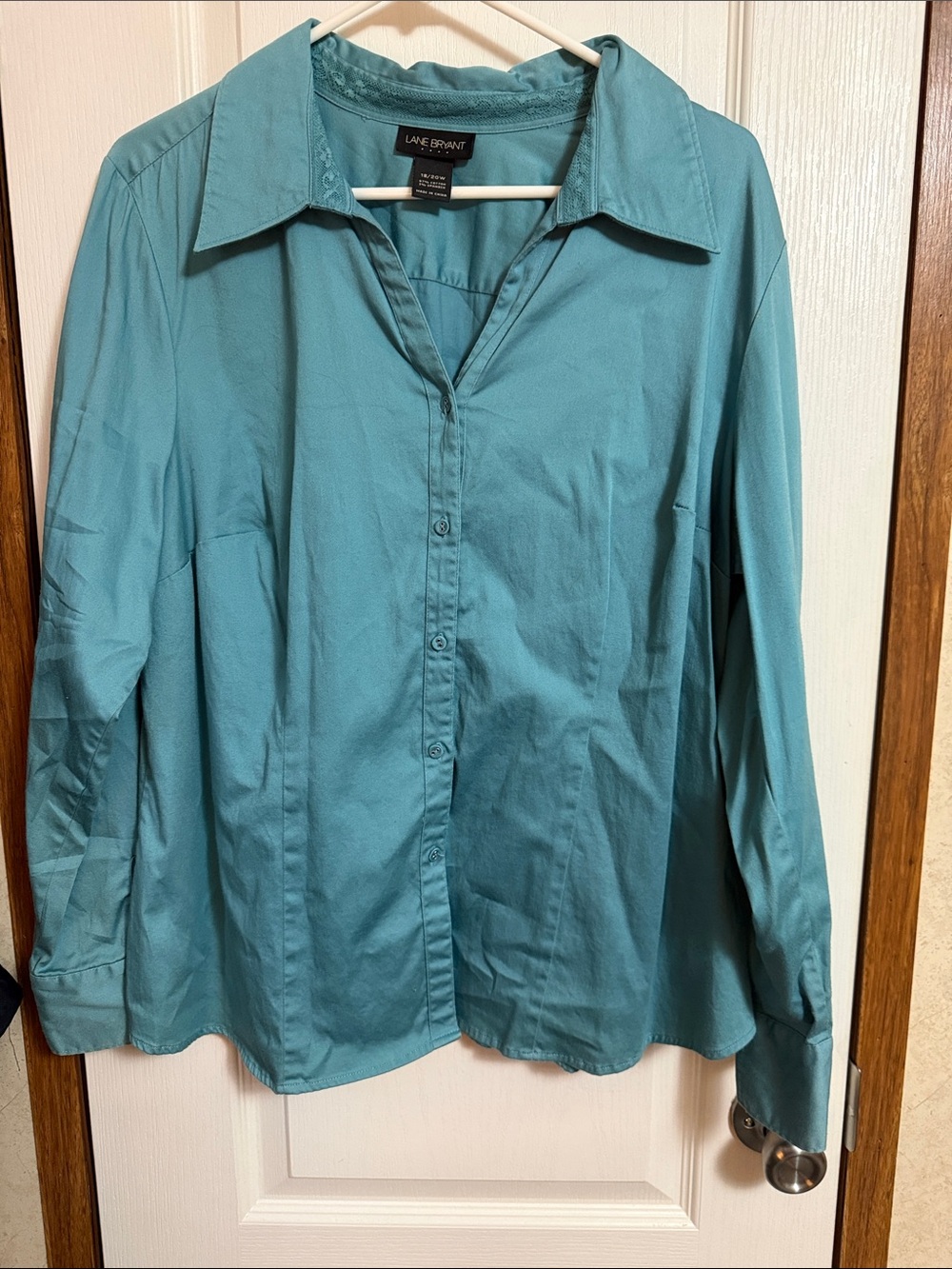 Lane Bryant Teal-Green Long Sleeve Button Shirt 18/20W